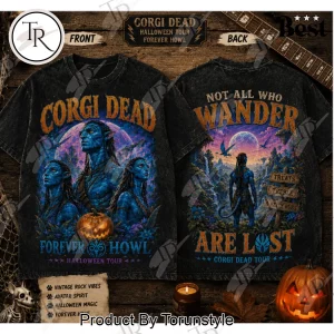 Avatar Corgi Dead Halloween Tour Vintage Acid Wash Graphic T-Shirt