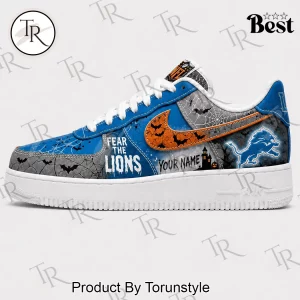 Detroit Lions Personalized Halloween Spooky Custom Name Air Force 1 Sneakers