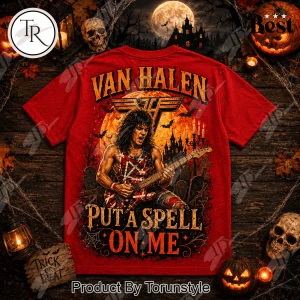 Van Halen Frankenstrat Striped Guitar Halloween Spooky Season Retro Rock Graphic T-Shirt