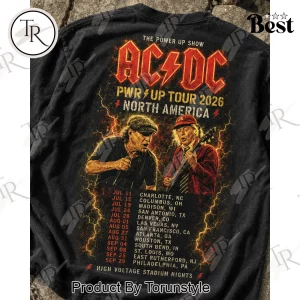 ACDC PWR UP Tour 2026 North America Vintage Rock Band Double Sided Graphic T-Shirt