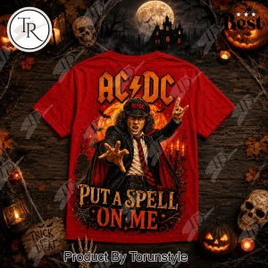 AC/DC Angus Young Halloween Devil Horns Spooky Season Red Graphic T-Shirt