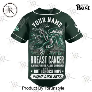 New York Jets Breast Cancer Awareness Hope Over Fear Personalized Baseball Jersey