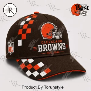 Cleveland Browns NFL Est 1946 Premium Sideline Brown Checkered Baseball Cap Cleveland Browns NFL Est 1946 Premium Sideline Brown Checkered Baseball Cap