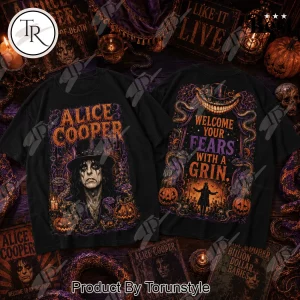 Alice Cooper Welcome Your Fears With A Grin Vintage Rock Band Gothic Graphic T-Shirt