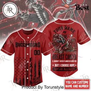 Tampa Bay Buccaneers Breast Cancer Awareness Personalized Faith Over Fear Red Baseball Jersey