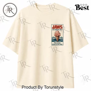 Vintage Jaws Shark Ice Cream Day Amity Beach Premium Oversized T-Shirt