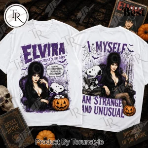 Elvira Mistress of the Dark and Snoopy Halloween Vintage Gothic Graphic T-Shirt