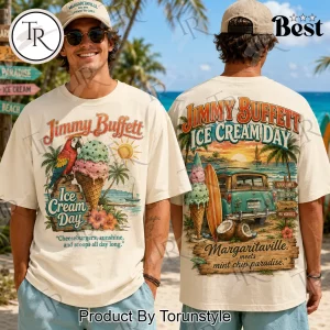 Jimmy Buffett Margaritaville Ice Cream Day Vintage Retro Tropical Beach Graphic T-Shirt