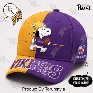 Minnesota Vikings Snoopy Personalized Split Color NFL Baseball Cap