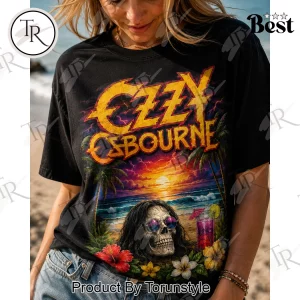 Ozzy Osbourne Retro Rocker Tropical Beach Paradise Graphic T-Shirt