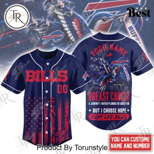 Buffalo Bills Breast Cancer Awareness Personalized Hope Over Fear Baseball Jersey