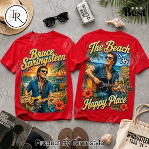 Bruce Springsteen The Beach Is My Happy Place Vintage Summer of 69 Retro Rock T-Shirt