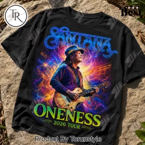 Santana Oneness Tour 2026 Retro Rock Band Concert Graphic Double Sided T-Shirt