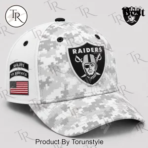 Las Vegas Raiders NFL Salute to Service White Digital Camo Baseball Cap
