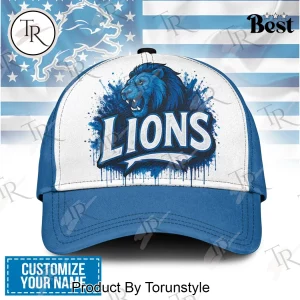 Detroit Lions Personalized Custom Name Graffiti Paint Splatter Baseball Cap