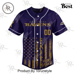 Baltimore Ravens Breast Cancer Awareness Personalized Faith Over Fear Baseball Jersey