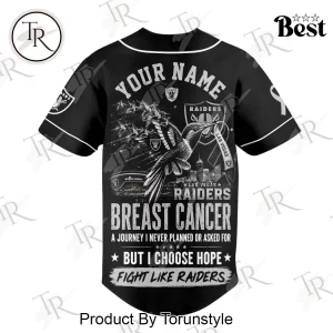 Las Vegas Raiders Breast Cancer Awareness Faith Over Fear Personalized Black Baseball Jersey