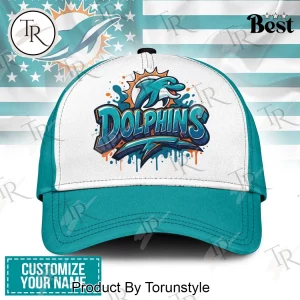 Miami Dolphins Personalized Custom Name Graffiti Splash NFL Baseball Cap Miami Dolphins Personalized Custom Name Graffiti Splash NFL Baseball Cap