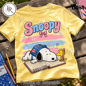 Cute Snoopy Back to School One School Year Later Yellow Graphic T-Shirt