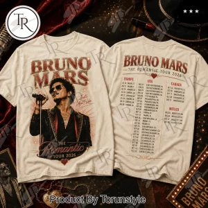 Bruno Mars The Romantic Tour 2026 Vintage Double Sided Concert T-Shirt