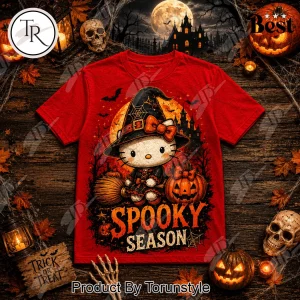 Hello Kitty Witch Spooky Season Red Gothic Halloween T-Shirt