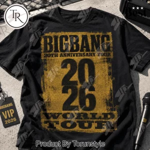 BigBang 20th Anniversary World Tour 2026 Vintage Commemorative Concert Graphic T-Shirt