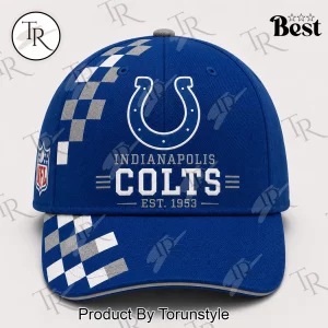 Indianapolis Colts NFL Est 1953 Premium Blue Checkered Sideline Baseball Cap
