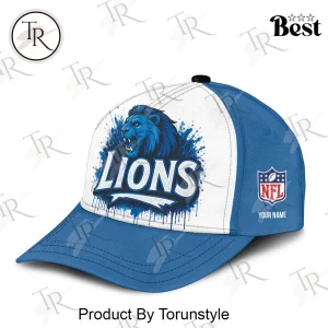 Detroit Lions Personalized Custom Name Graffiti Paint Splatter Baseball Cap