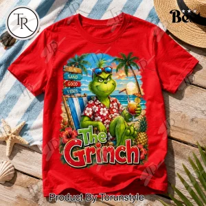 The Grinch The Beach Is My Happy Place Tropical Summer Graphic T-Shirt