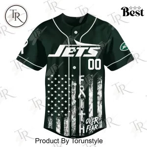 New York Jets Breast Cancer Awareness Hope Over Fear Personalized Baseball Jersey