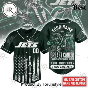 New York Jets Breast Cancer Awareness Hope Over Fear Personalized Baseball Jersey