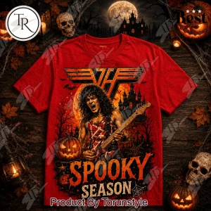 Van Halen Frankenstrat Striped Guitar Halloween Spooky Season Retro Rock Graphic T-Shirt