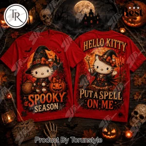 Hello Kitty Witch Spooky Season Red Gothic Halloween T-Shirt