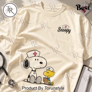 Snoopy We Chart At Dawn Funny Night Shift Nurse Graphic T-Shirt