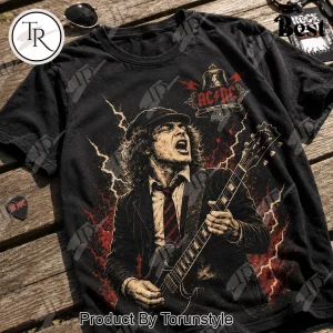AC/DC Angus Young Rock Band Vintage Hells Bells Double Sided T-Shirt