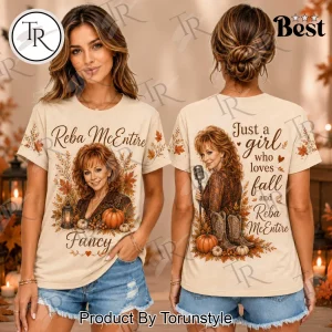 Reba McEntire Fancy Autumn Leaves Pumpkin Portrait Vintage Country Music T-Shirt