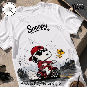 Snoopy We Ride At Dawn Motorcycle Biker Graphic T-Shirt