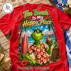 The Grinch The Beach Is My Happy Place Tropical Summer Graphic T-Shirt