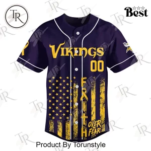 Minnesota Vikings Breast Cancer Awareness Personalized Hope Over Fear Baseball Jersey
