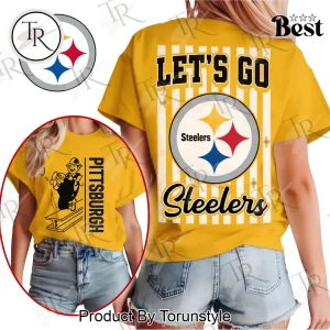 Pittsburgh Steelers Victory Stripe Retro Graphic Yellow Game Day T-Shirt