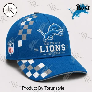 Detroit Lions NFL Sideline Est 1930 Checkered Premium Baseball Cap