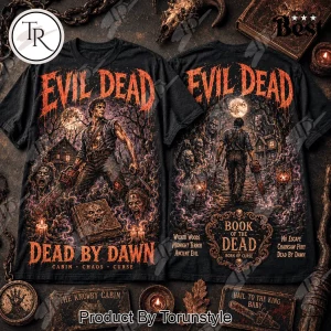 Evil Dead Dead By Dawn Vintage Horror Movie Double Sided Graphic T-Shirt