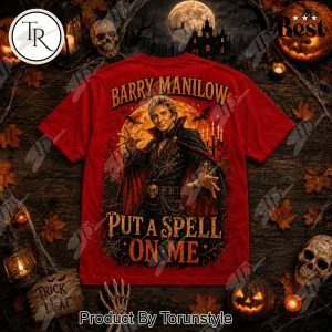 Barry Manilow Spooky Season Put A Spell On Me Halloween Red Graphic T-Shirt