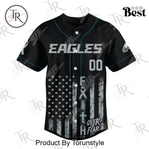 Philadelphia Eagles Breast Cancer Awareness Personalized Hope Over Fear Baseball Jersey
