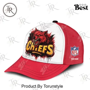 Kansas City Chiefs KC Wolf Mascot Personalized Name Custom Graffiti Baseball Cap