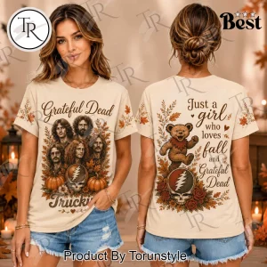 Grateful Dead Just A Girl Who Loves Fall Vintage Autumn Pumpkin Bear T-Shirt