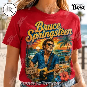 Bruce Springsteen The Beach Is My Happy Place Vintage Summer of 69 Retro Rock T-Shirt
