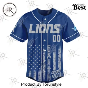 Detroit Lions Breast Cancer Awareness Hope Over Fear Custom Baseball Jersey