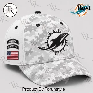 Miami Dolphins NFL Salute to Service White Digital Camo Baseball Cap
