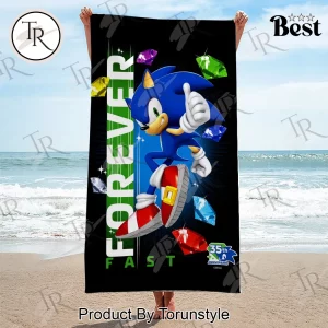 Sonic the Hedgehog 35th Anniversary Fast Forever Commemorative Quick Dry Beach Towel